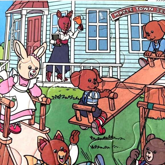 Golden Other - Vintage Golden Frame-Tray Puzzle Maple Town School Scene Ages 3 To 7 4514D-35 19